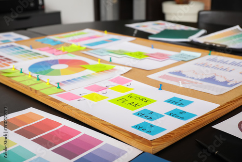 Pin board with business pla...