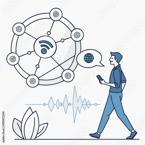 Abstract illustration of a voice-controlled system, representing artificial intelligence, smart assistants, and conversational AI technology.
