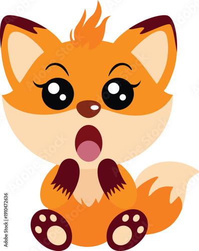 Adorable Little Orange Fox Expressing Great Surprise