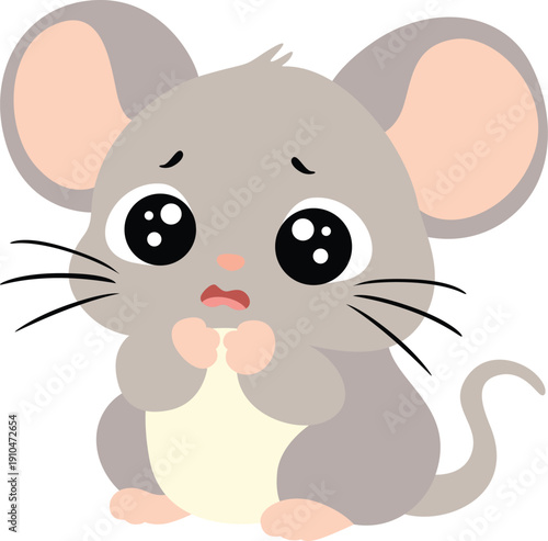 Adorable Little Mouse Feeling Very Worried and Scared