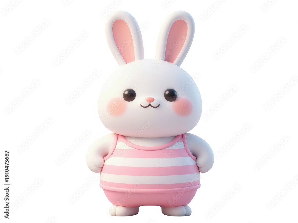 Obraz premium Cute pink bunny toy with glowing eyes
