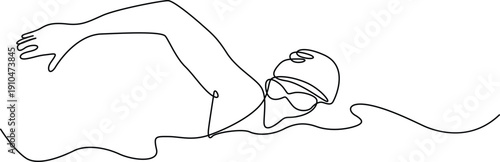 Abstract line art depicting a stylized depiction of a human head and body Vector