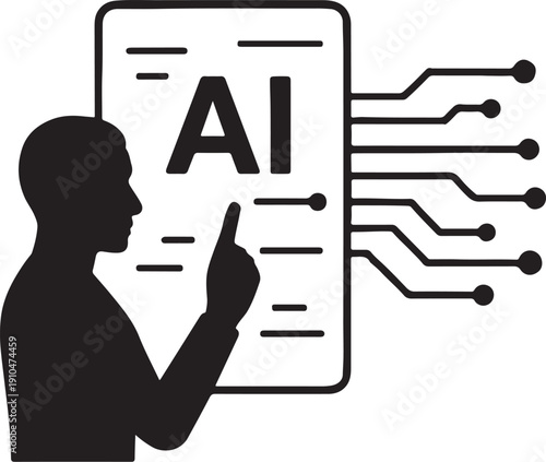 Human-Robot Handshake Partnership and AI Agreement Icon