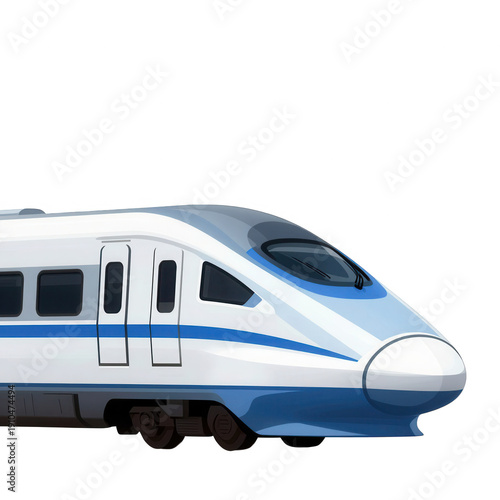 Futuristic bullet train with sleek blue lighting