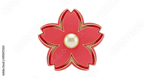 Red and gold cherry blossom emblem