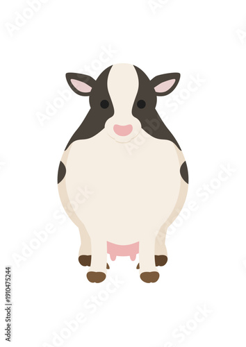 正面から見た乳牛のシンプルなイラスト