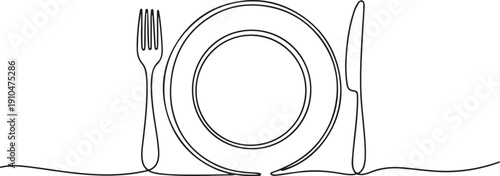 Minimalist Dining Table Setting Line Art