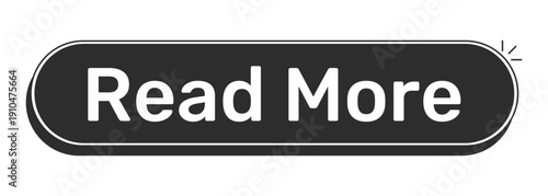Read more rounded modern black UI element. Access additional written content. Extended information. Article preview. Monochrome clickable button. Flat web CTA with white bold text. Rubik font used