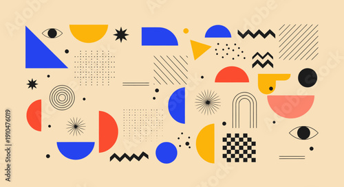 Abstract geometric shapes and patterns in a vibrant and modern design.