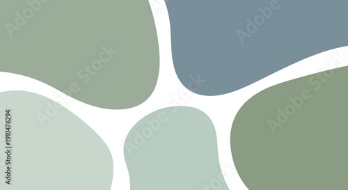 Abstract organic shapes in muted green and blue tones.