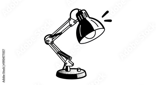 Classic Desk Lamp Illuminating Workspace with Bright Light.