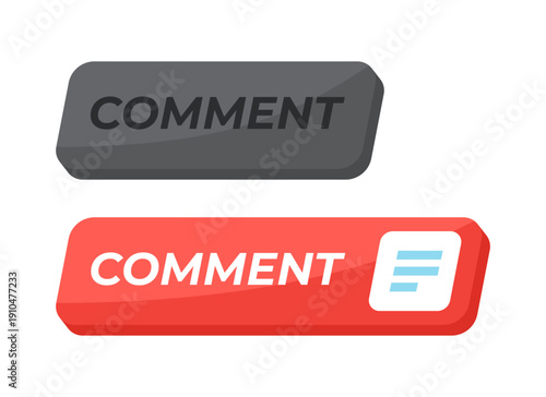Comment enabled and disabled isometric social media UI button set. Audience feedback. Post opinion. Write message reply. Clean modern vector design. Isolated interactive CTA elements collection