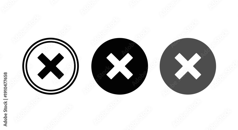 Fototapeta premium close button icons, circle shape, cancel symbol, white cross mark