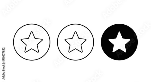 star icons set, outline and filled, favorite symbol
