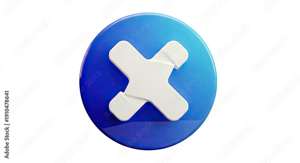 Fototapeta premium 3D Blue Circle with White X Icon