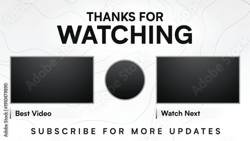 Modern minimal white youtube outro end screen background