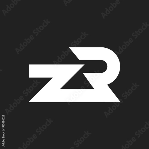 Modern Abstract ZR Lettermark Logo Design in Black and White, Geometric Intertwined Z and R Letters