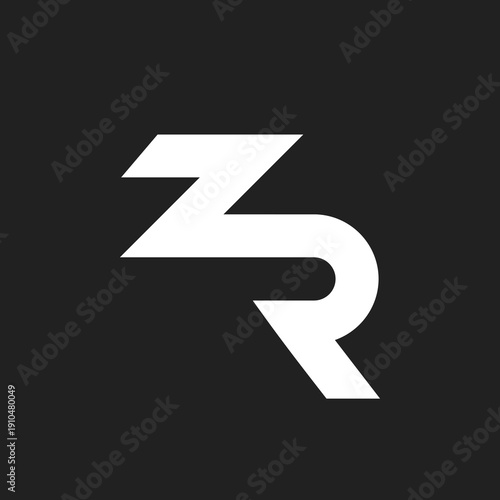 Modern Abstract Letter ZR Monogram Logo Design on Black Background