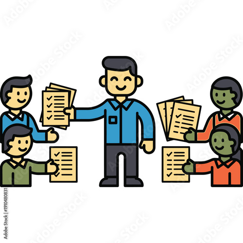 Team Meeting with Documents and Checklist