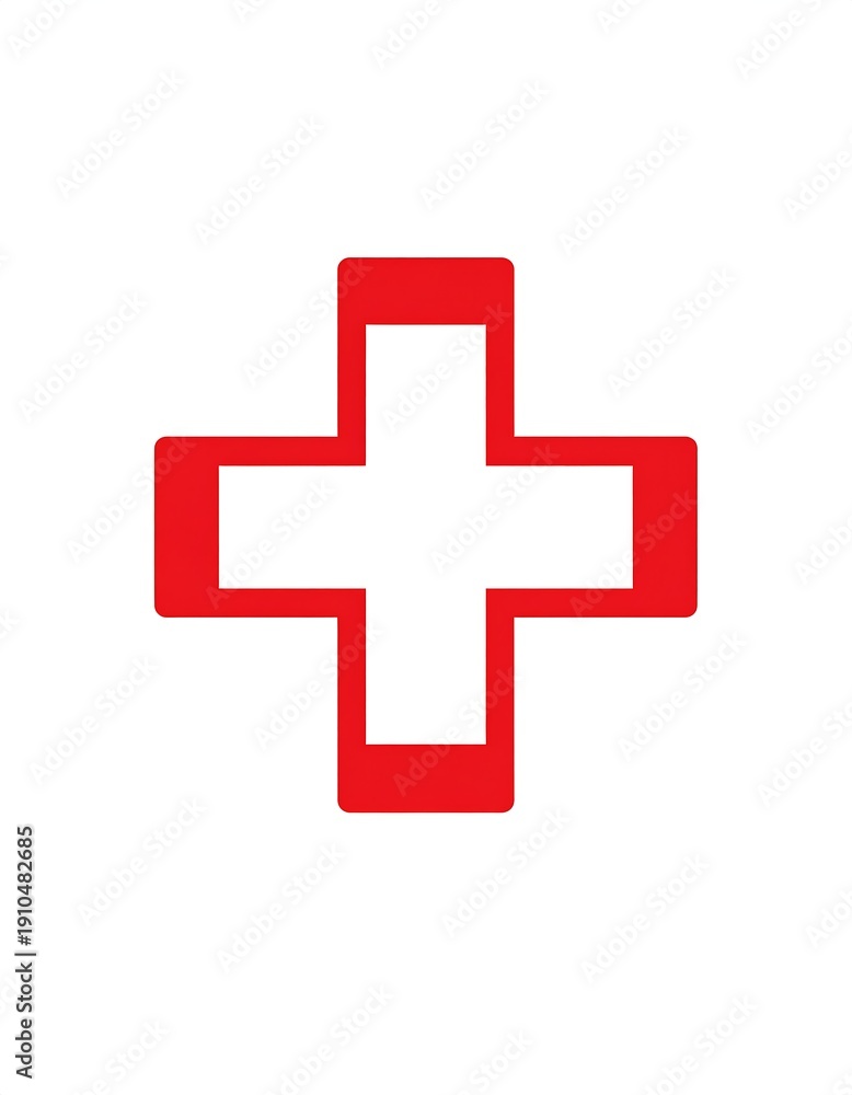 Fototapeta premium A red cross symbol on a white background