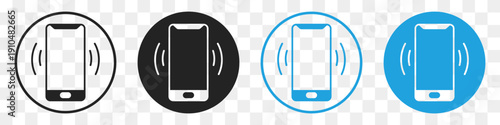phone vibration flat icon set
