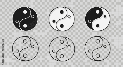 yin yang symbols set, harmony and balance concept, black and white