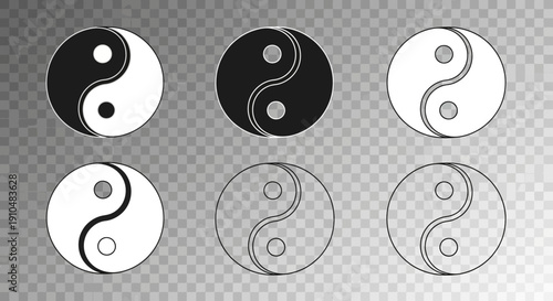 yin yang symbols on transparent background