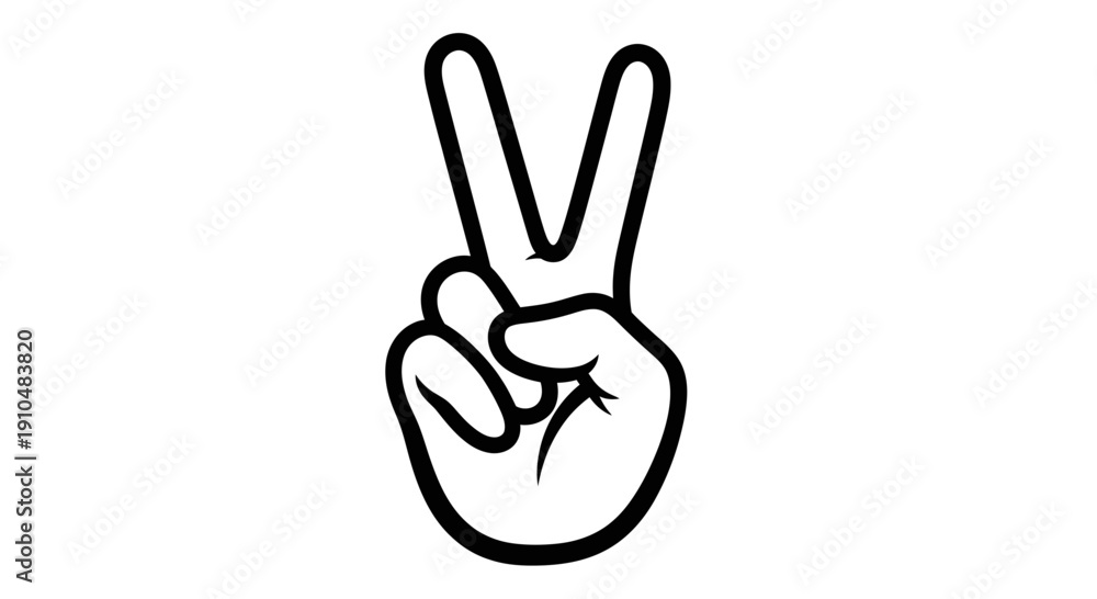 Obraz premium peace sign hand gesture, victory symbol, white background