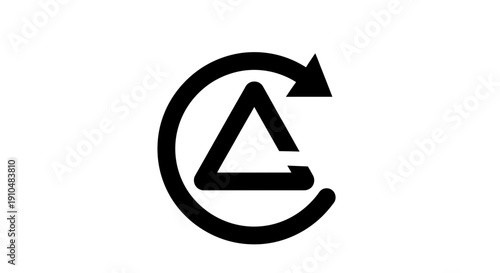 circular arrow triangle logo, recycling symbol, reload icon, reuse