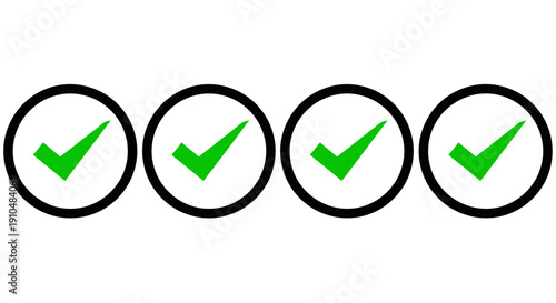 checkmark icons, green check marks in circles, success concept