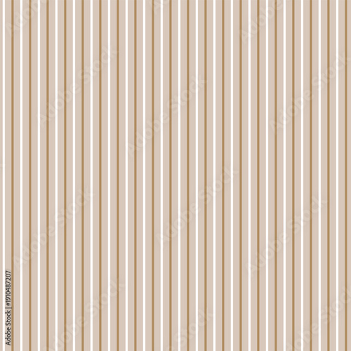 Seamless vertical striped pattern in beige and brown. Minimal neutral textile background