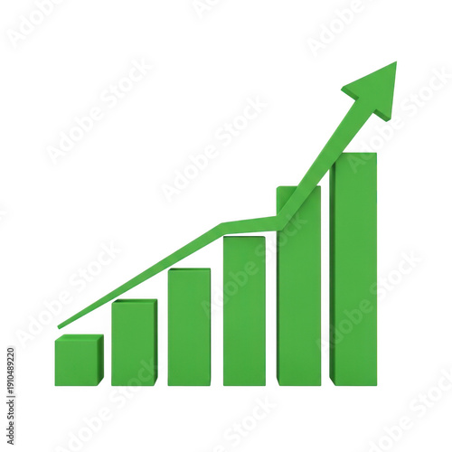 Free Download Green upward arrow bar chart growth isolated on transparent background - GFXLoad
