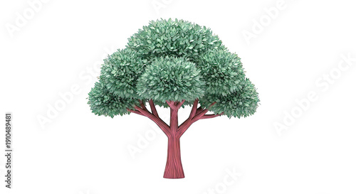 Stylized Green Tree with Dense Foliage and Brown Trunk