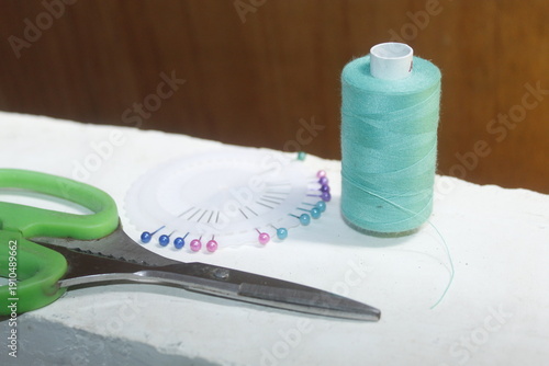Sewing Tools and Equipment with a Sewing project on a Boutique Shop