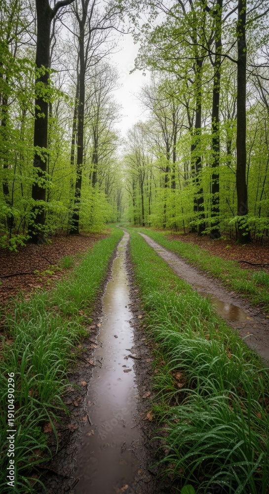 Obraz premium Forest Path Leading into the Distance.