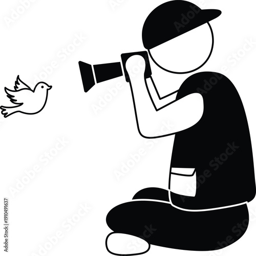 Photographer Taking Photo of Flying Bird