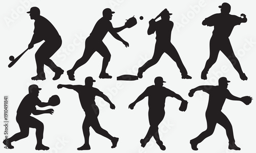 Silhouettes of Baseball Players in Action 7