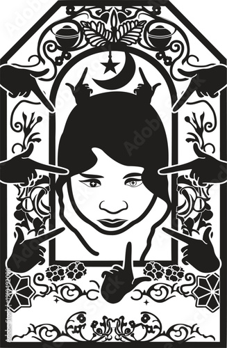 Woman Facing Social Pressure and Public Judgment Ornate