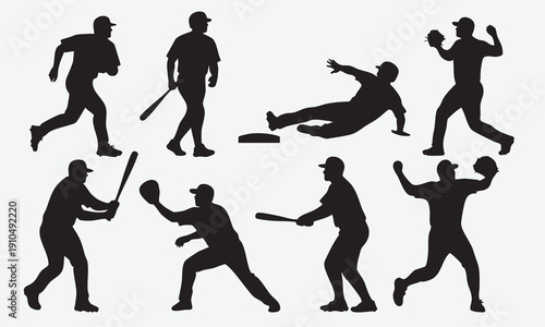 Silhouettes of Baseball Players in Action 5