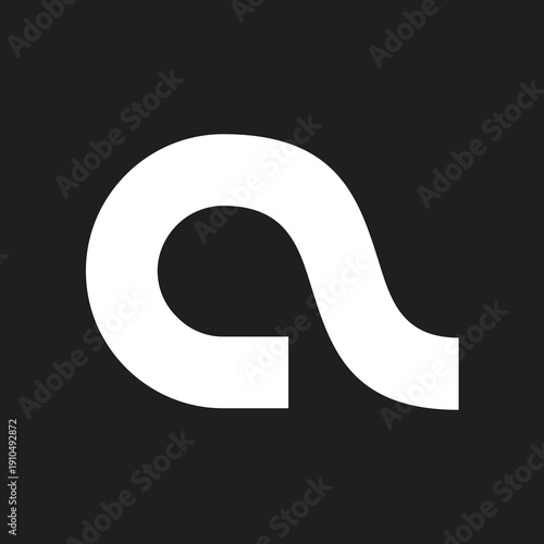 Minimalist Abstract Lowercase Letter A Logo Design on Dark Background