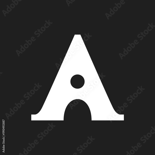White Stylized Letter A Logo Design on Black Background