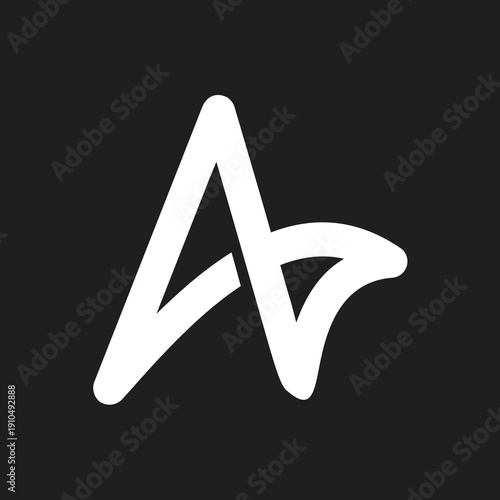Abstract White Letter A Logo Symbol or Arrow on Black Background