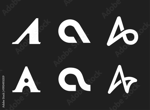 Modern Abstract Letter A Logo Design Variations Collection for Branding and Typography