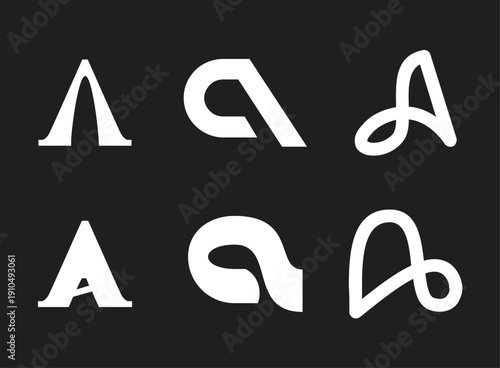 Collection of Diverse Stylized Letter A Logos and Abstract Alphabetic Symbols