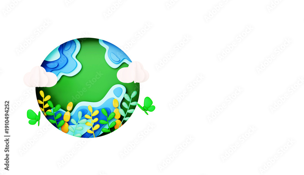 Fototapeta premium Transparent world earth day illustration