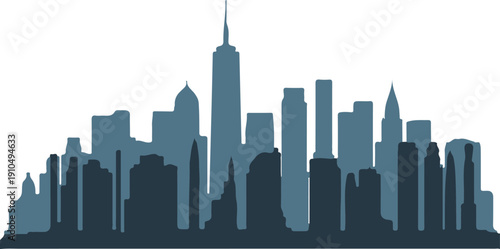 city skyline with reflection