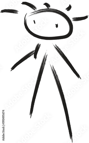 Hand Drawn Brush Stroke Stick Figure Sketch Vector Illustration