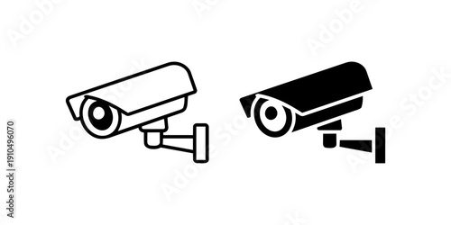 Surveillance camera icons in outline and solid style
