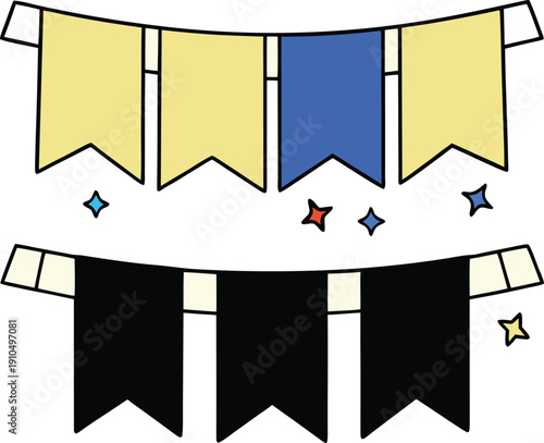 Retro pixel banners swinging with animated sale effects