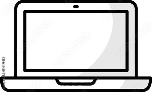 Open Laptop Computer With Centered Display
